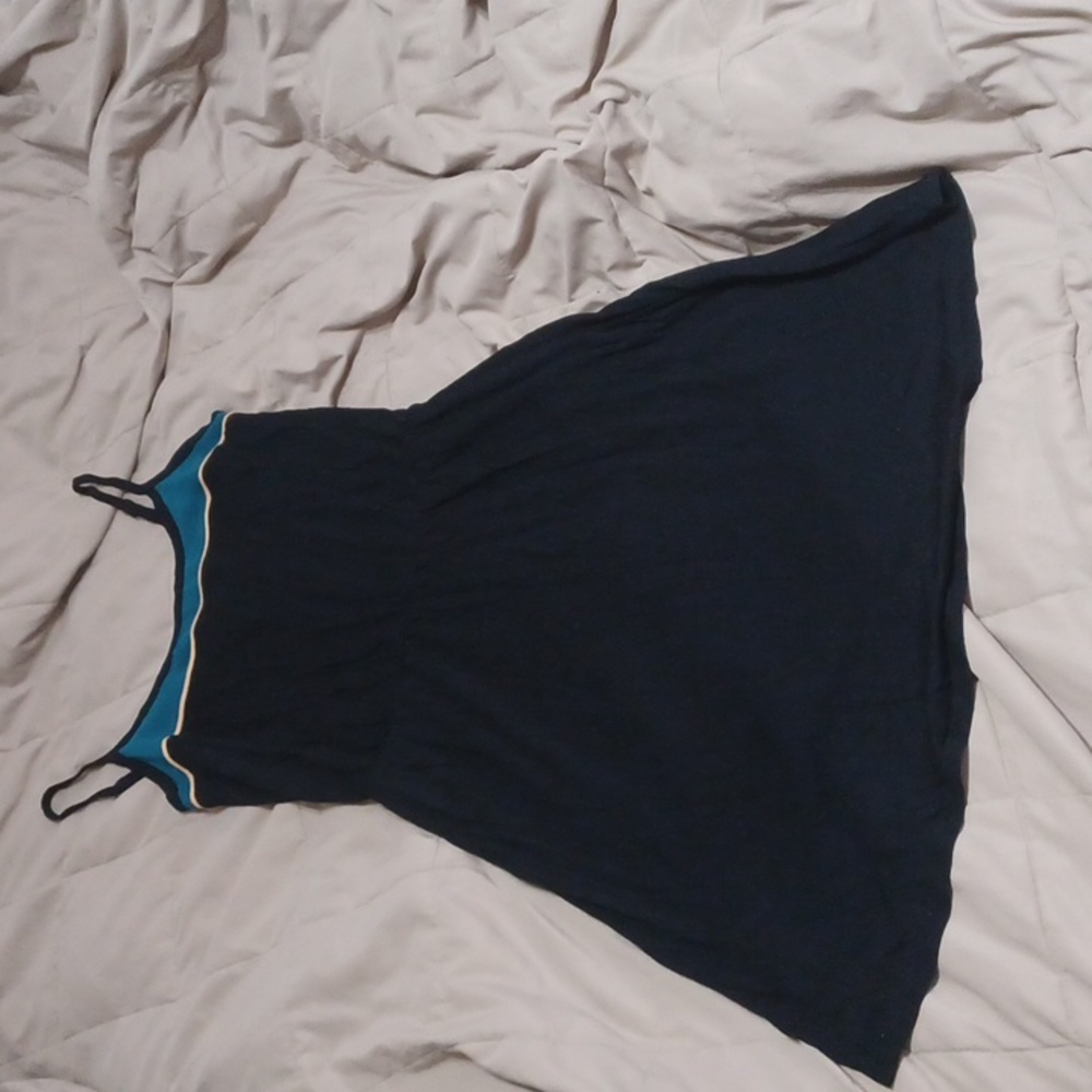 Threads 4 thought dress, womens medium black and turquoise spaghetti strap
